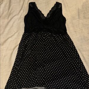 Elegant Navy Black Lace Polka Dot dress